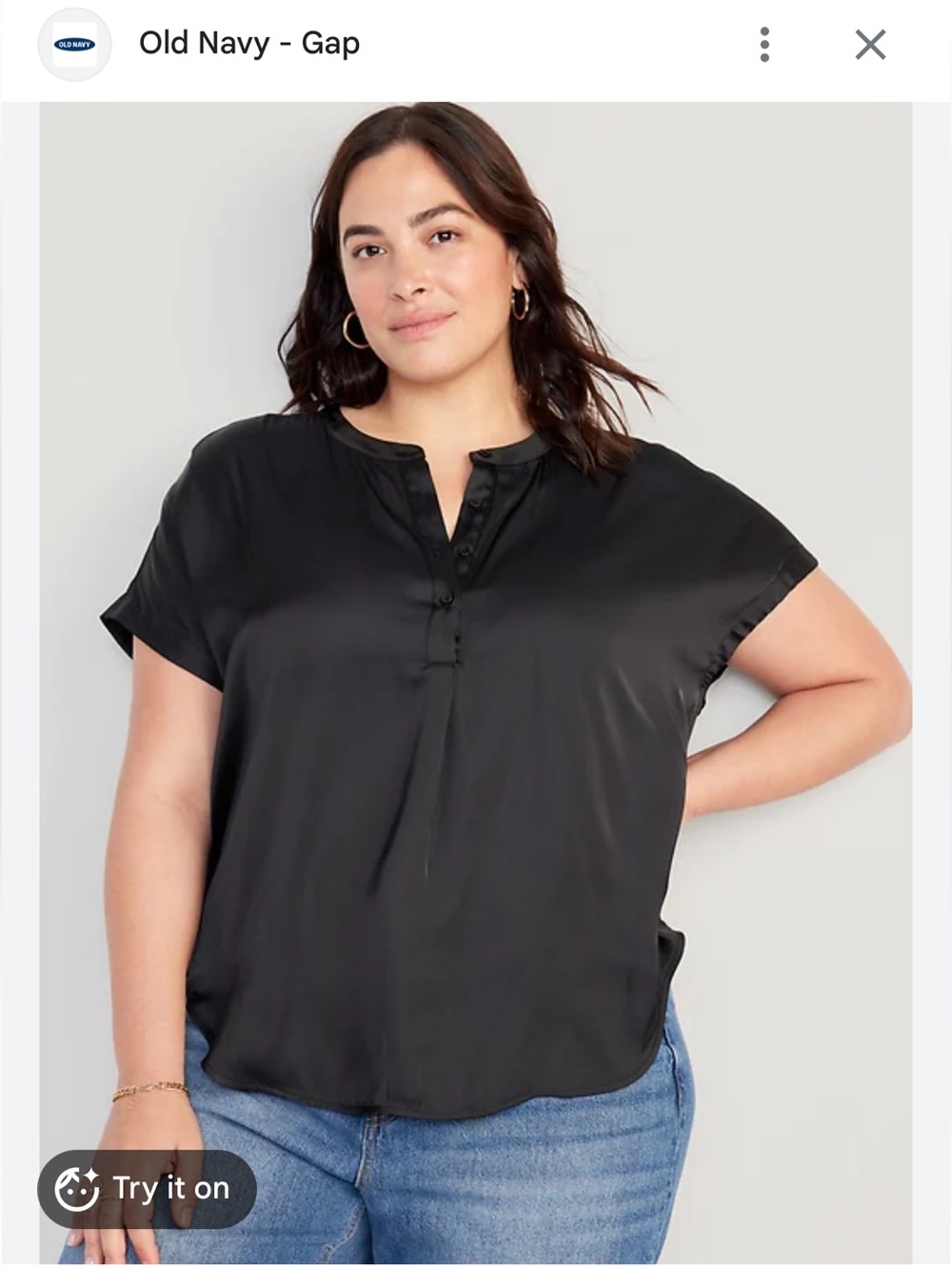 Old Navy Black Satin Dolman Sleeve Blouse